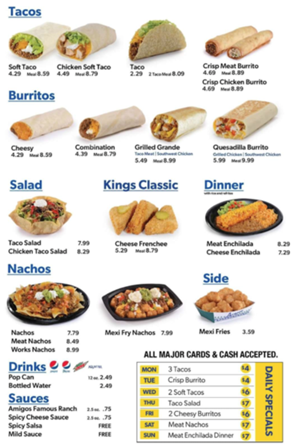 Amigos menu